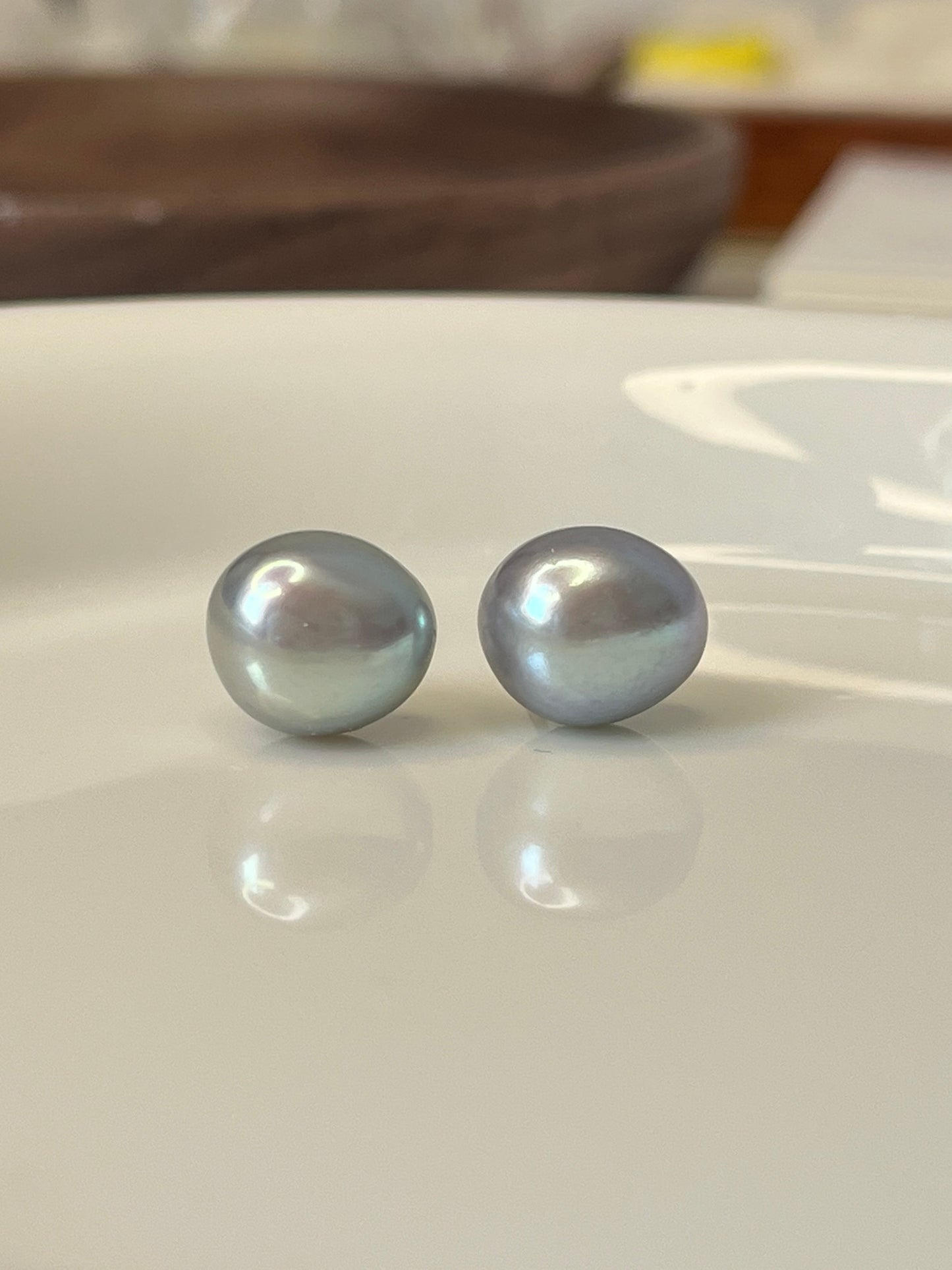 Natural gray Baroque pearl earrings
