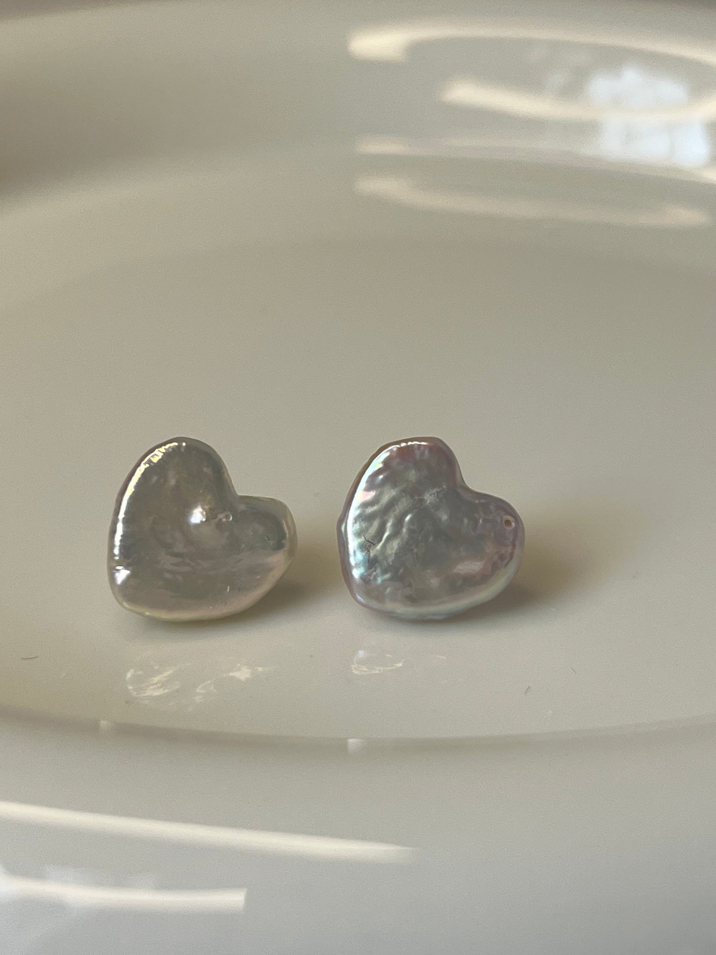 Handmade natural pearl love baroque earrings